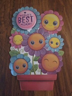 World's Best Mommy Flower Pot Card With Removable Pin